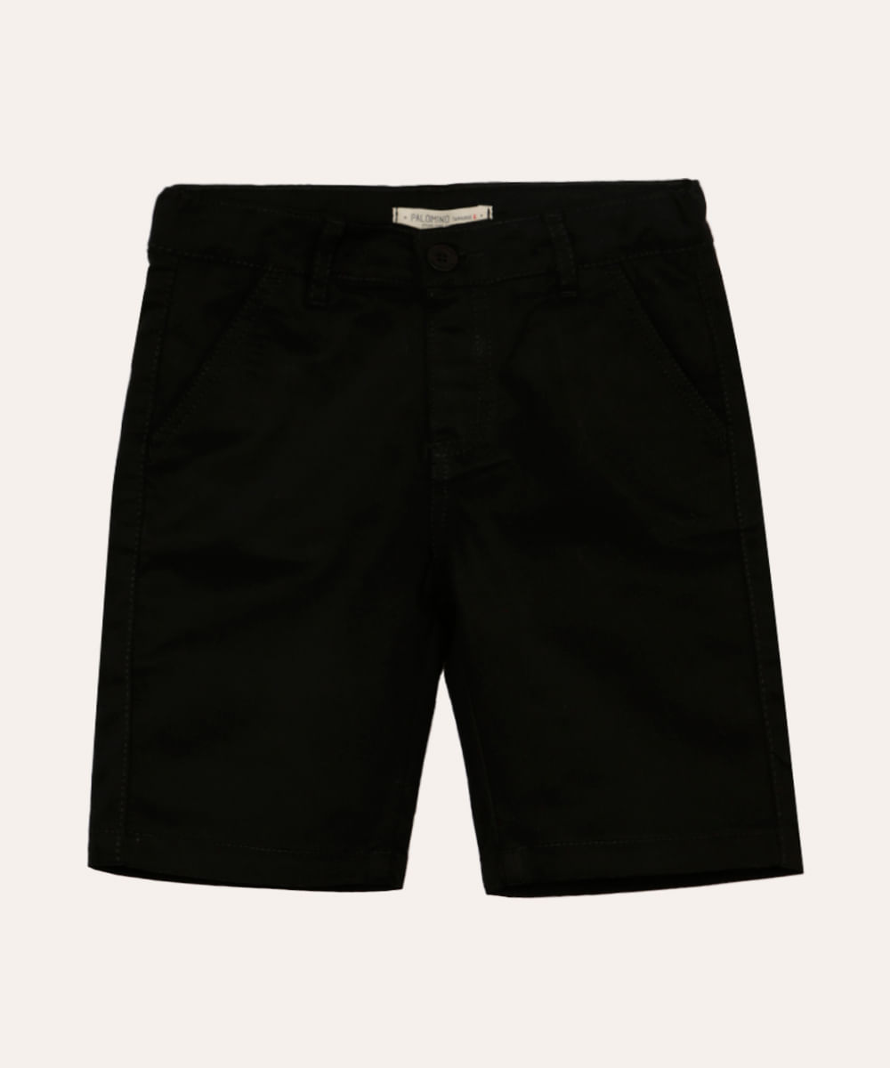 bermuda de sarja infantil com bolsos preta