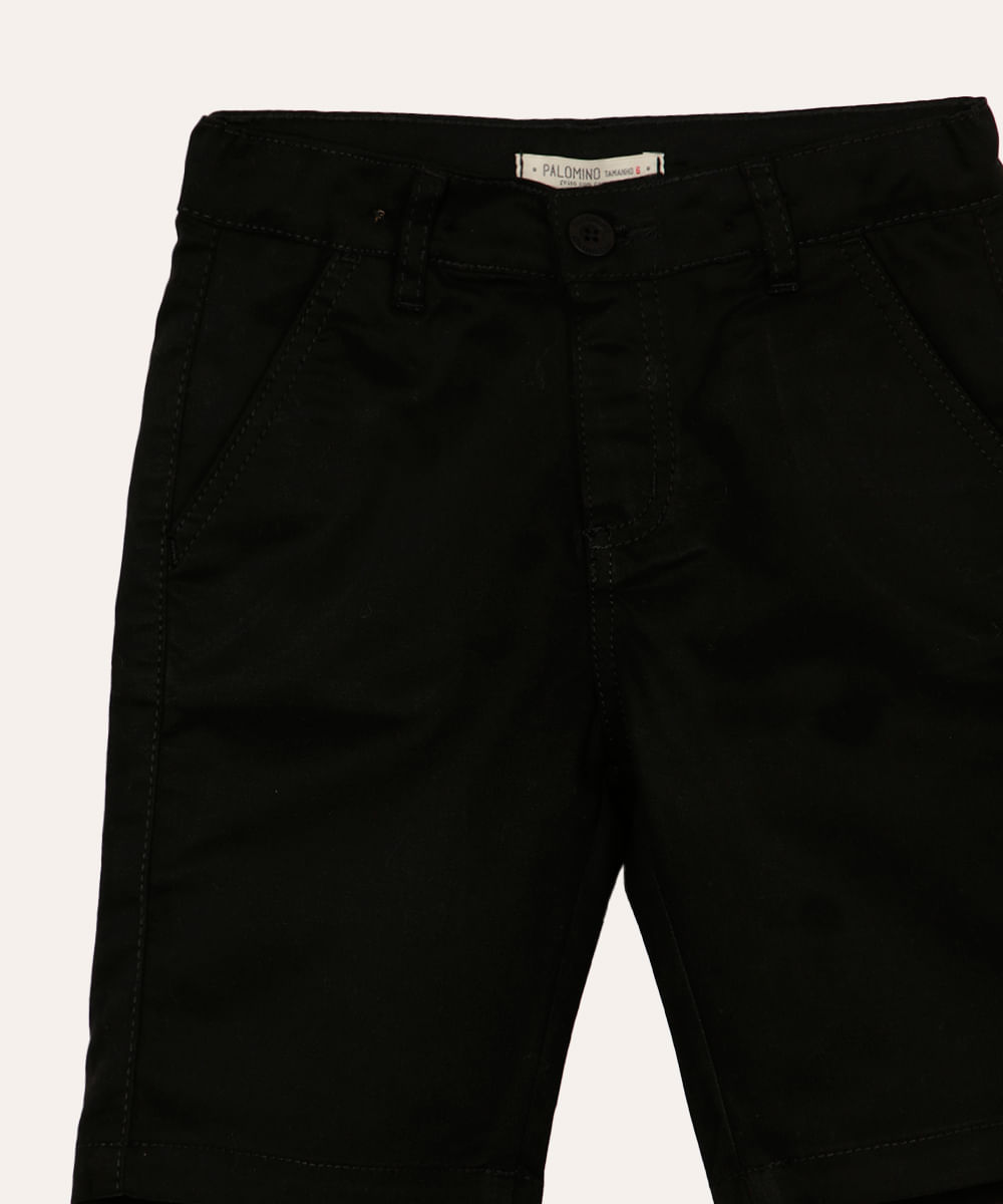 bermuda de sarja infantil com bolsos preta