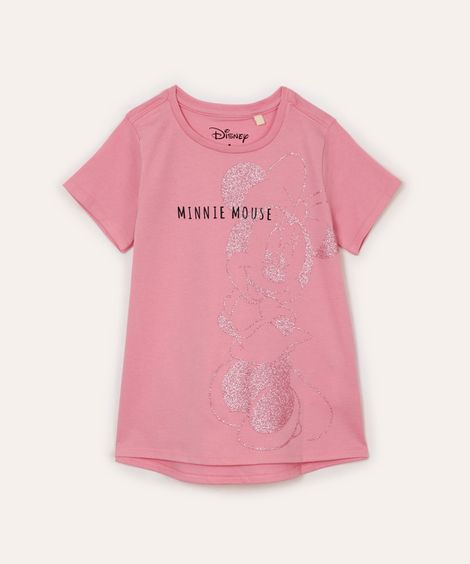 blusa de algodão infantil minnie glitter rosa