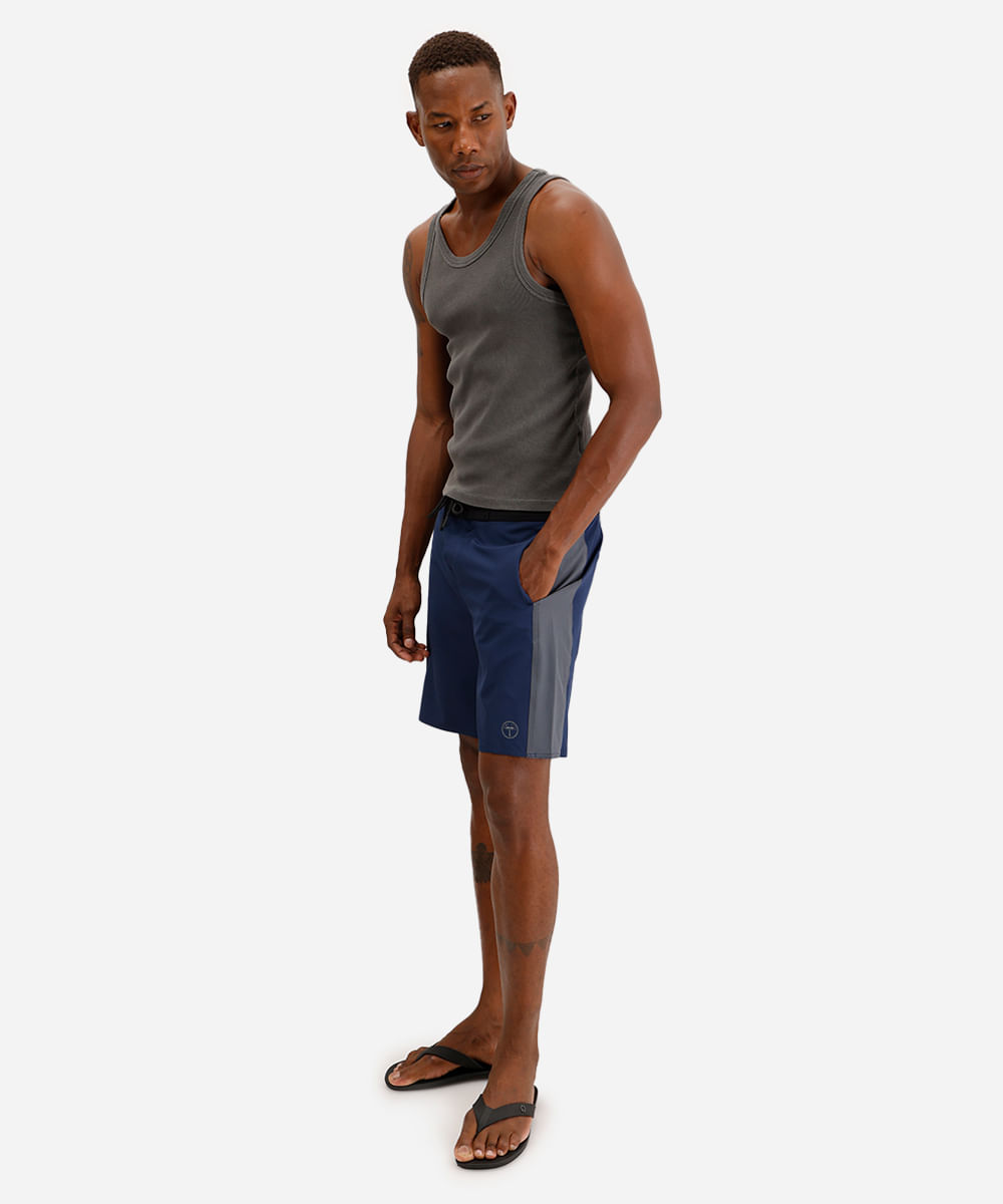 short boardshort masculino bicolor azul