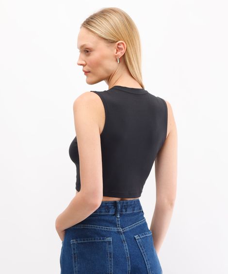 cropped básico feminino de algodão peruano preto