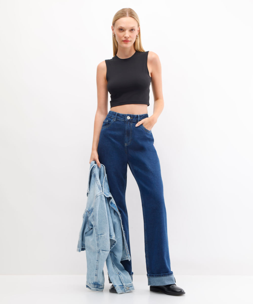 cropped básico feminino de algodão peruano preto