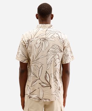 camisa comfort masculina de viscose floral bege