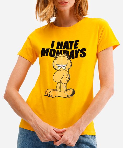 camiseta feminina de algodão garfield amarela