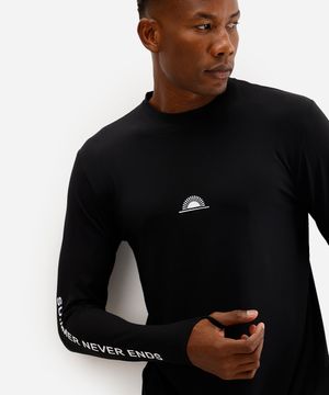 camiseta masculina com proteção uv manga longa preta