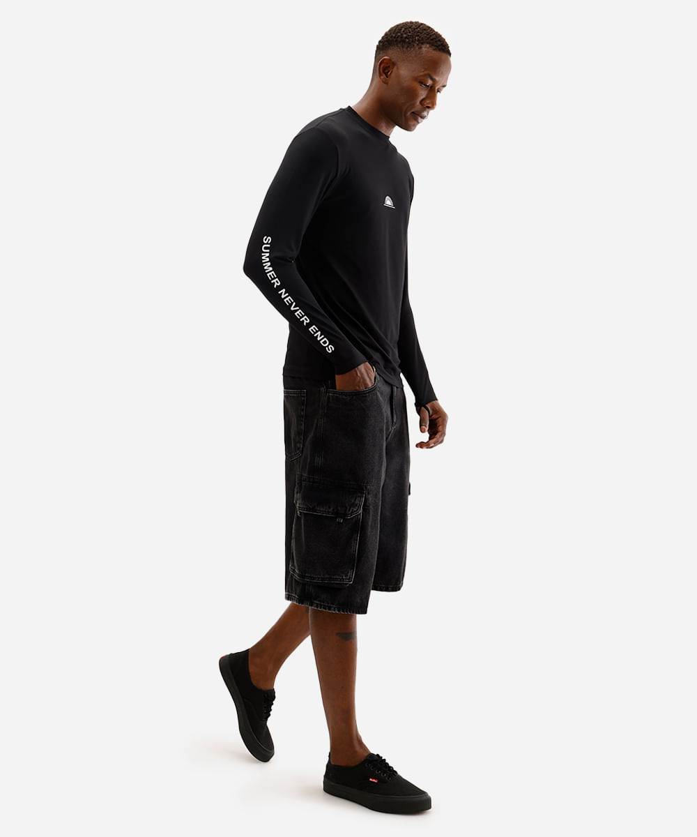 camiseta masculina com proteção uv manga longa preta