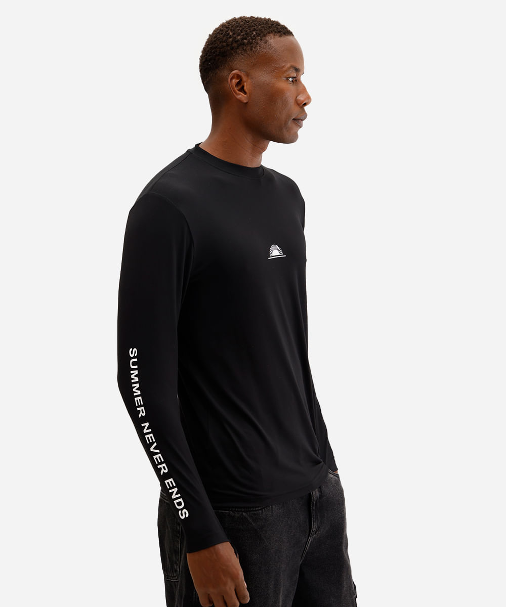 camiseta masculina com proteção uv manga longa preta