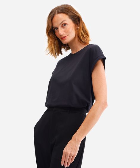 camiseta básica muscle tee feminina de algodão preto