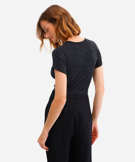 cropped básico feminino com lurex preto
