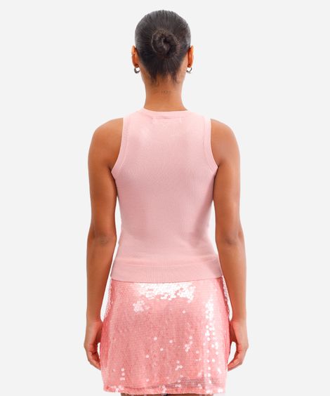 regata de tricot com alça média rosa