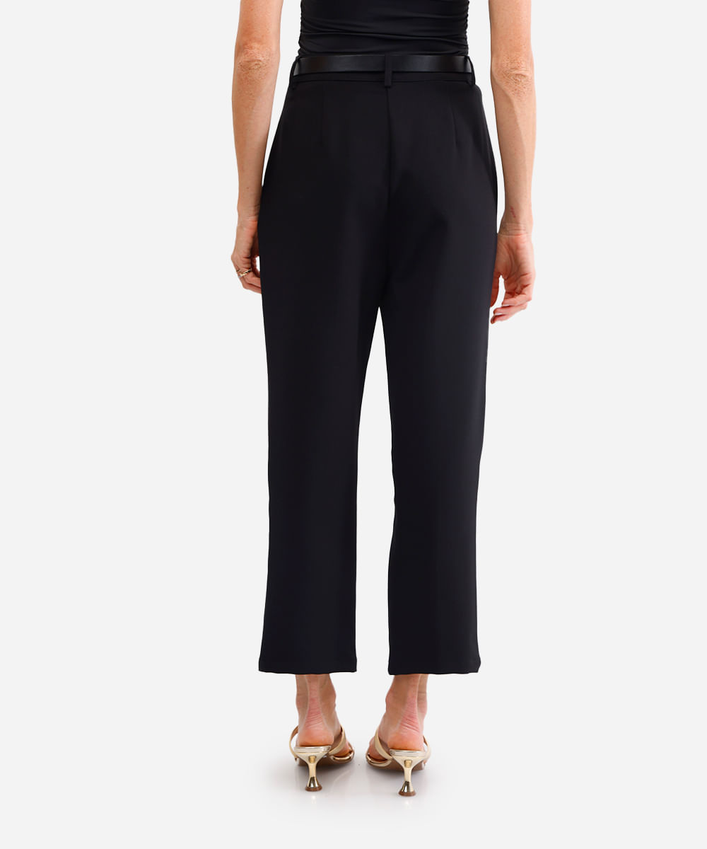 calça de alfaiataria feminina com cinto preta
