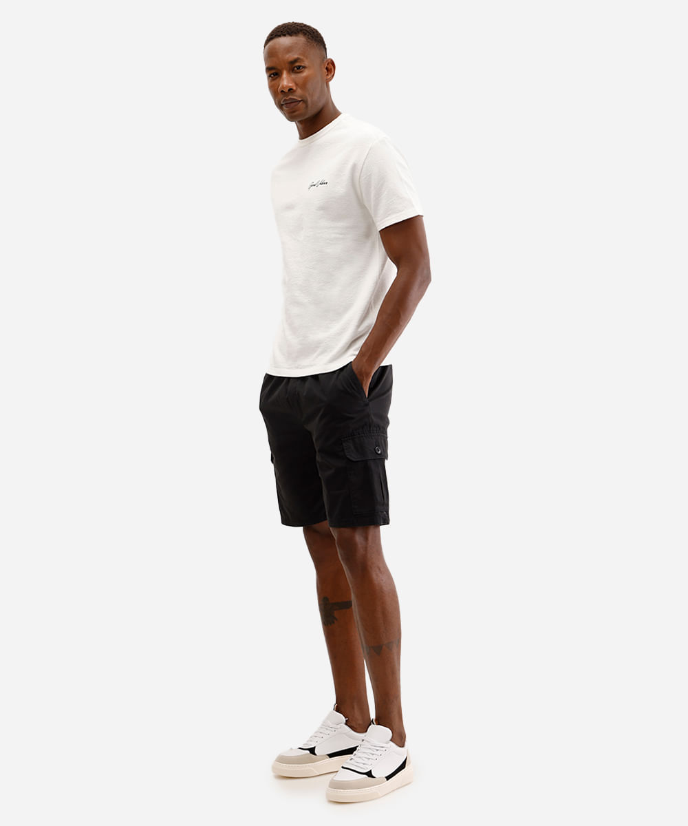 bermuda jogger masculina com bolso cargo preta