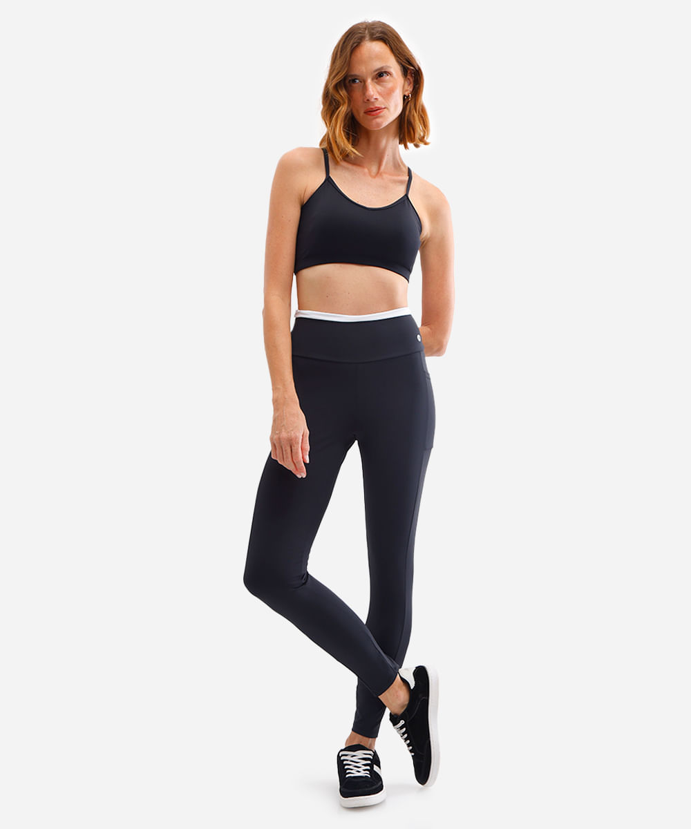 legging feminina esportiva com bolsos preta