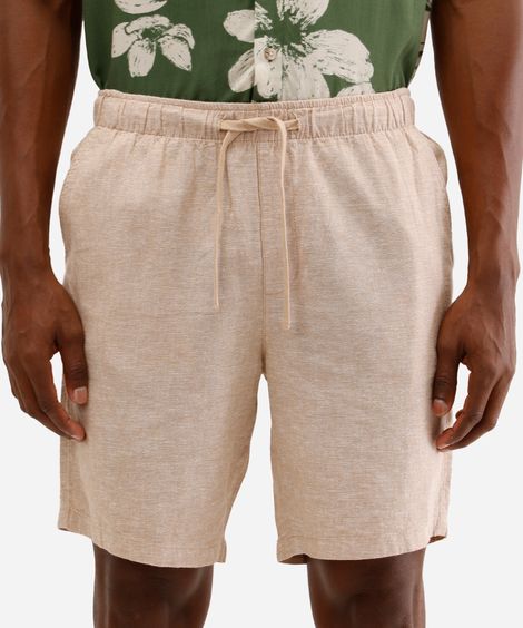 bermuda jogger masculina com linho bege