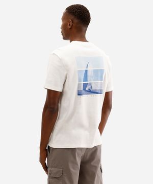 camiseta masculina de algodão surfing for life off white