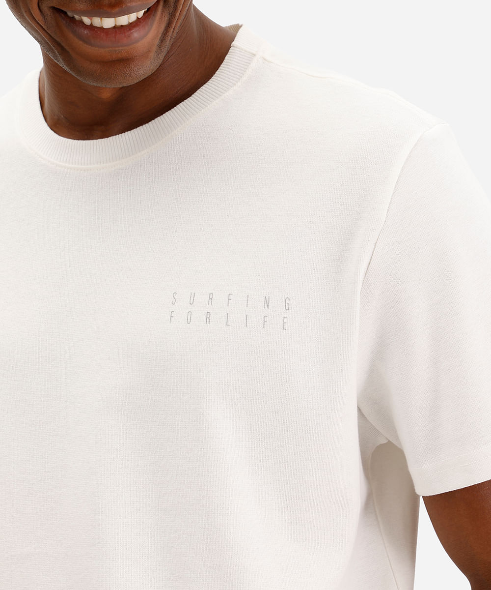 camiseta masculina de algodão surfing for life off white