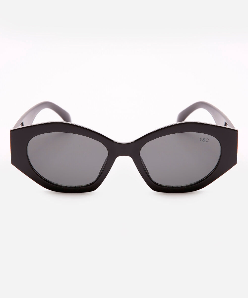 óculos de sol oval preto