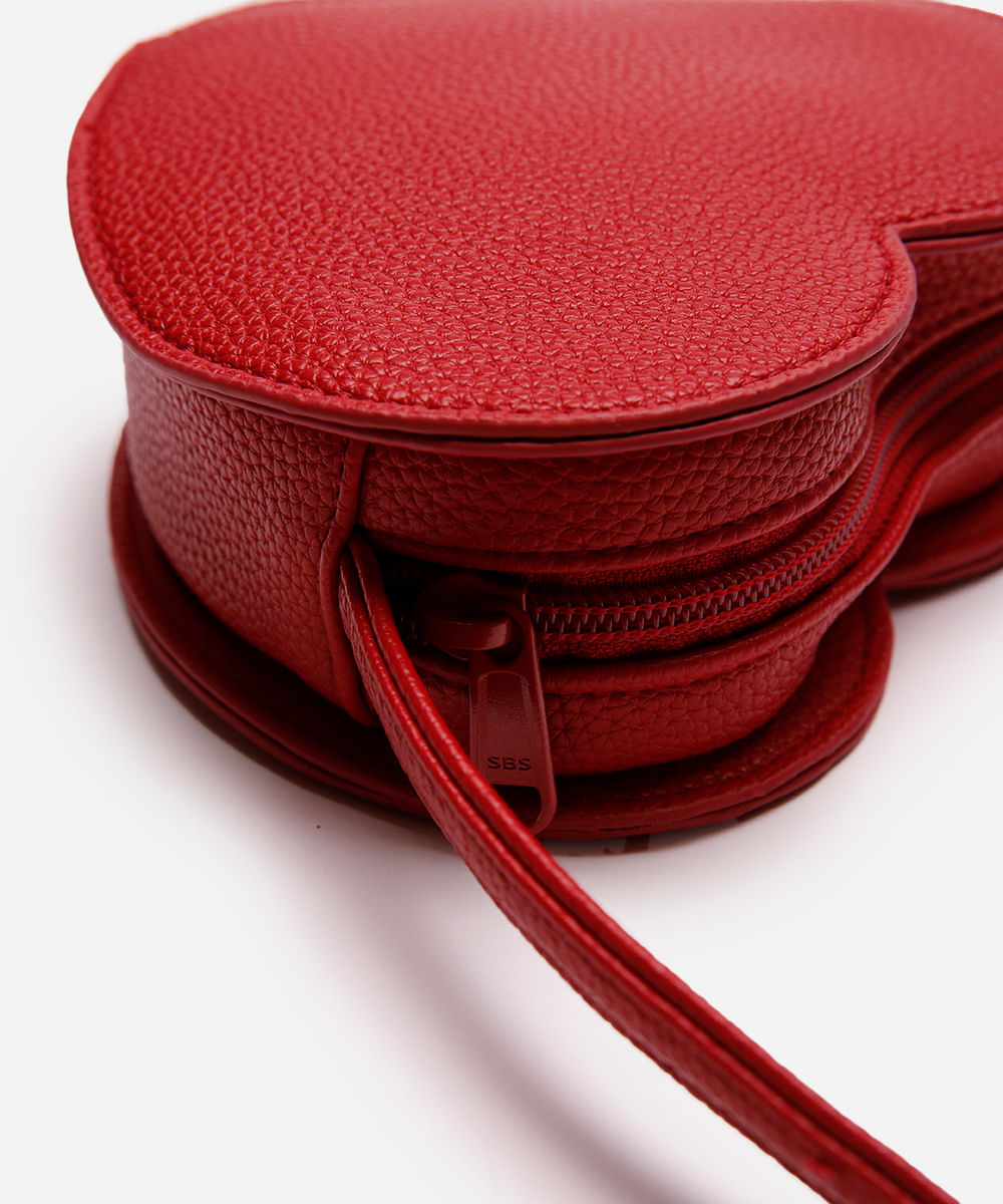 bolsa transversal infantil  coração vermelha
