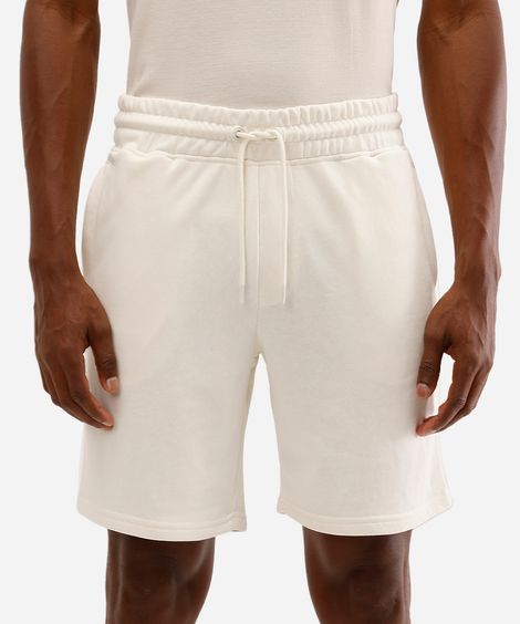 bermuda jogger masculina de moletom básica off white