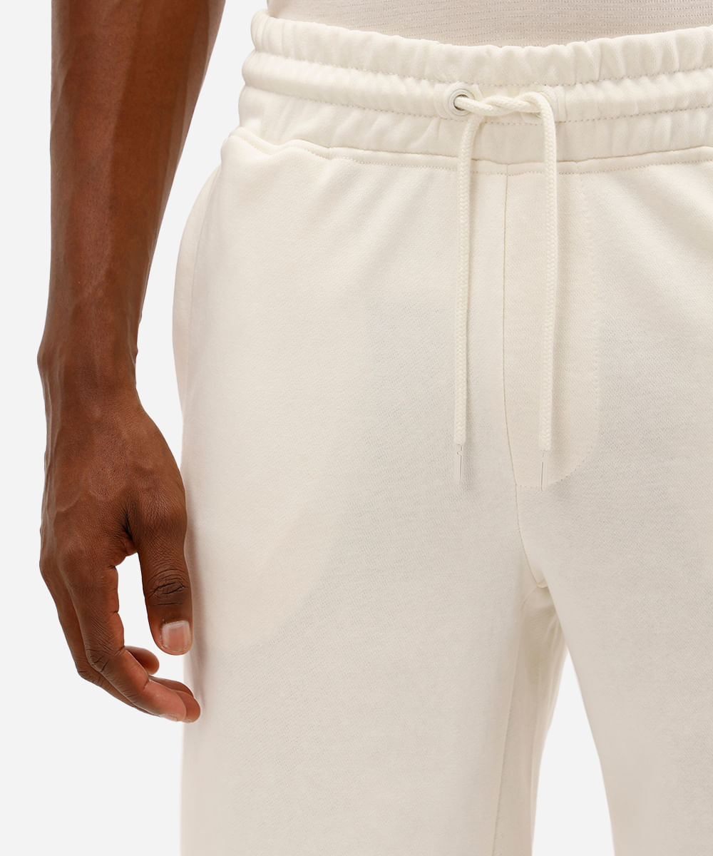 bermuda jogger masculina de moletom básica off white