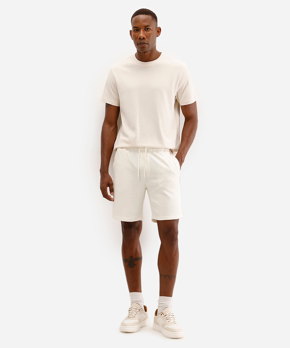 bermuda jogger masculina de moletom básica off white