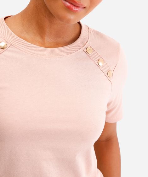 blusa feminina de algodão com tachas bege