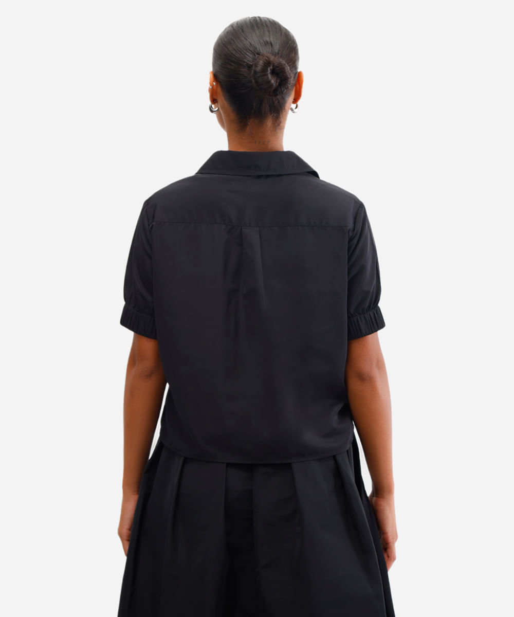 camisa feminina manga bufante preta