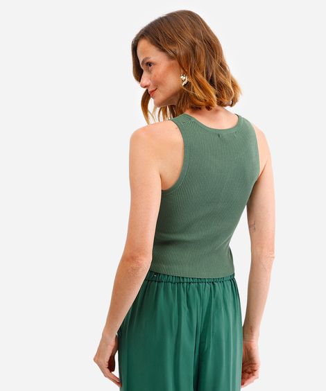 cropped de tricot canelado verde