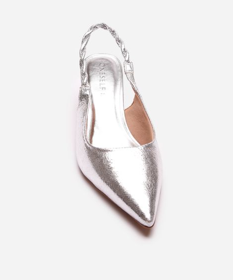 scarpin bico fino texturizado oneself prateado