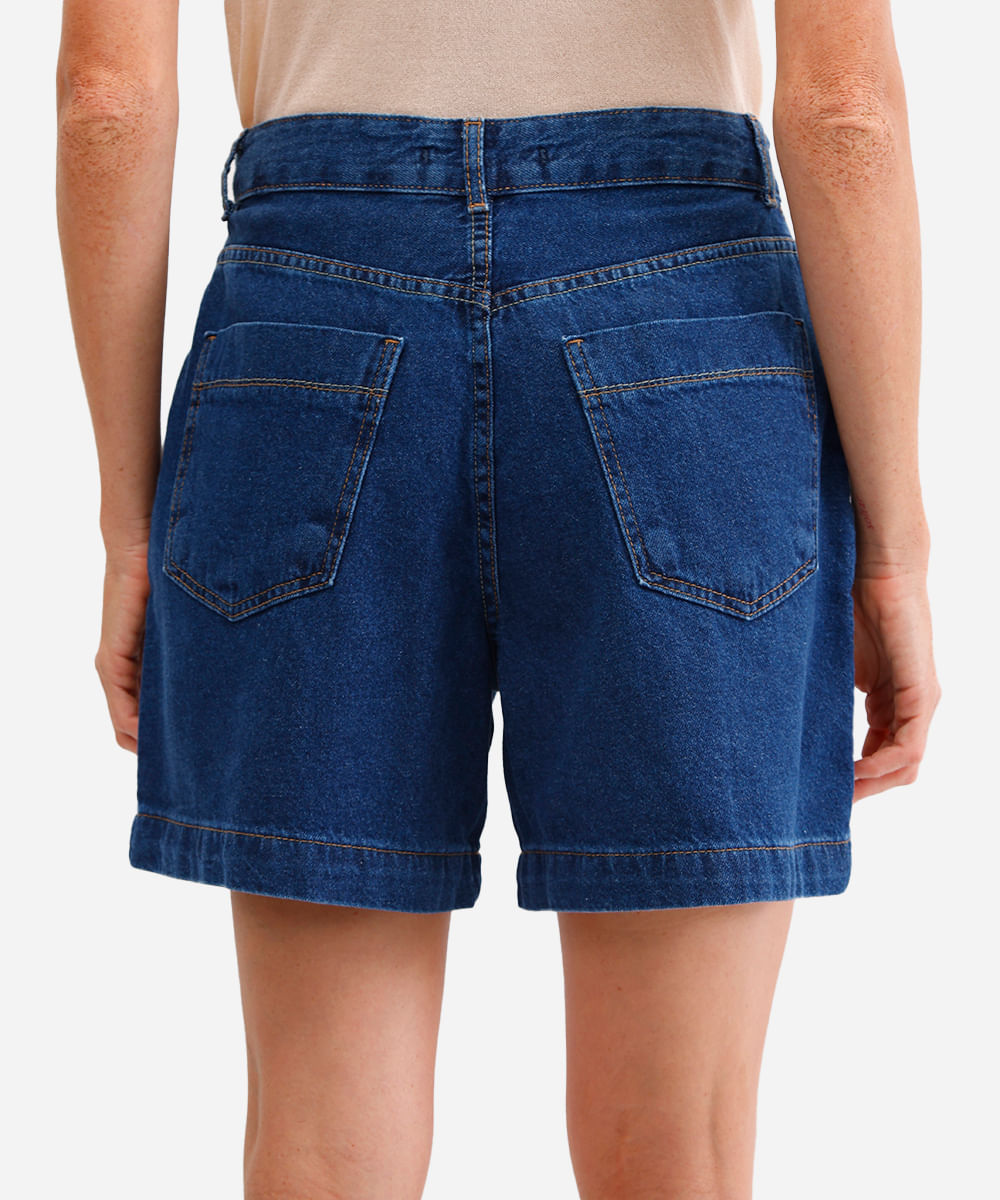 bermuda feminina jeans cintura alta azul