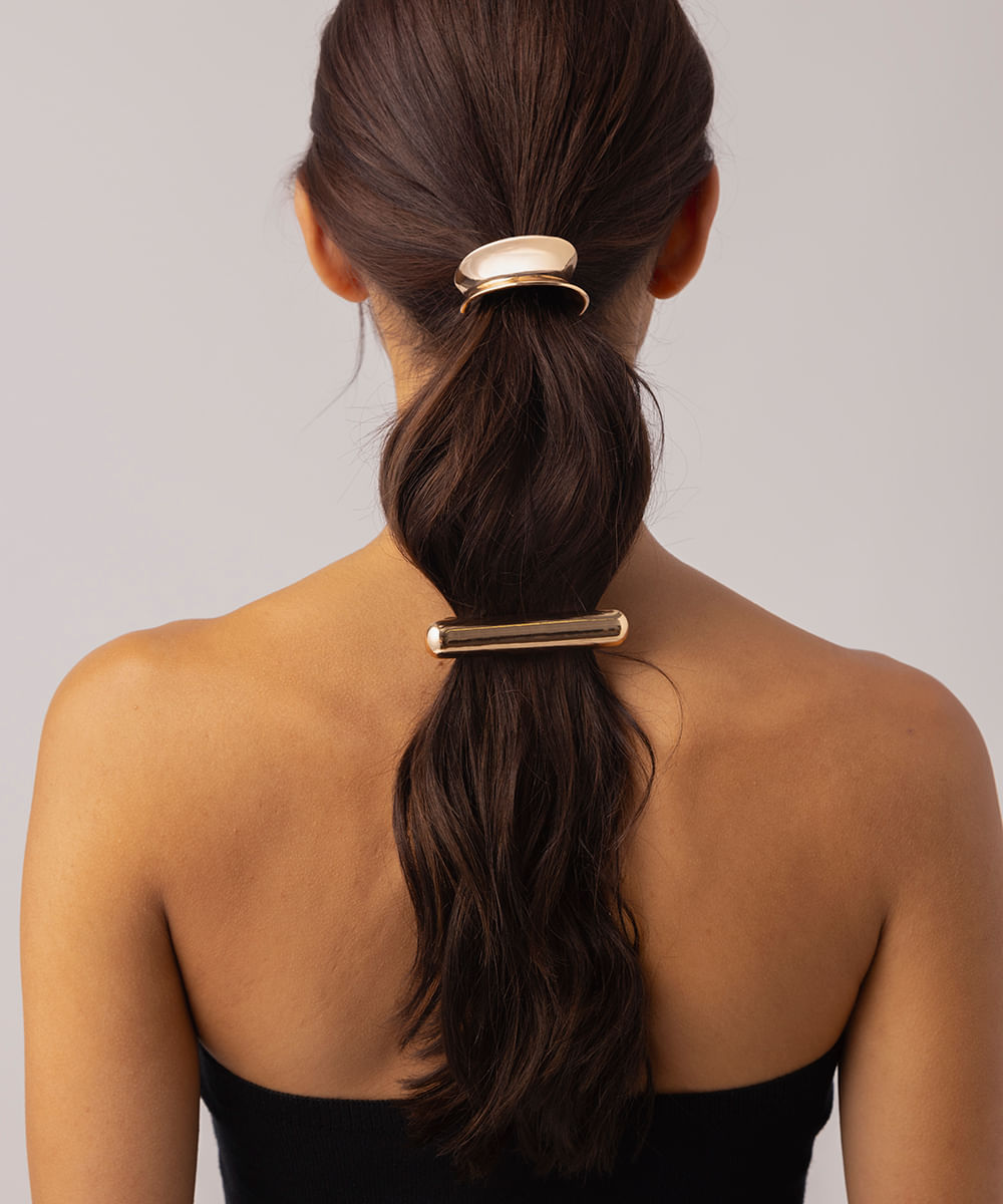 kit feminino de acessórios de cabelo em metal mindset dourado