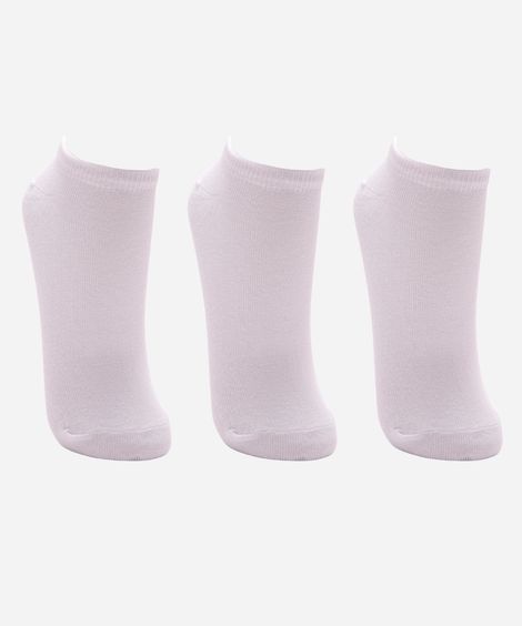kit de 3 meias cano baixo de algodão branco