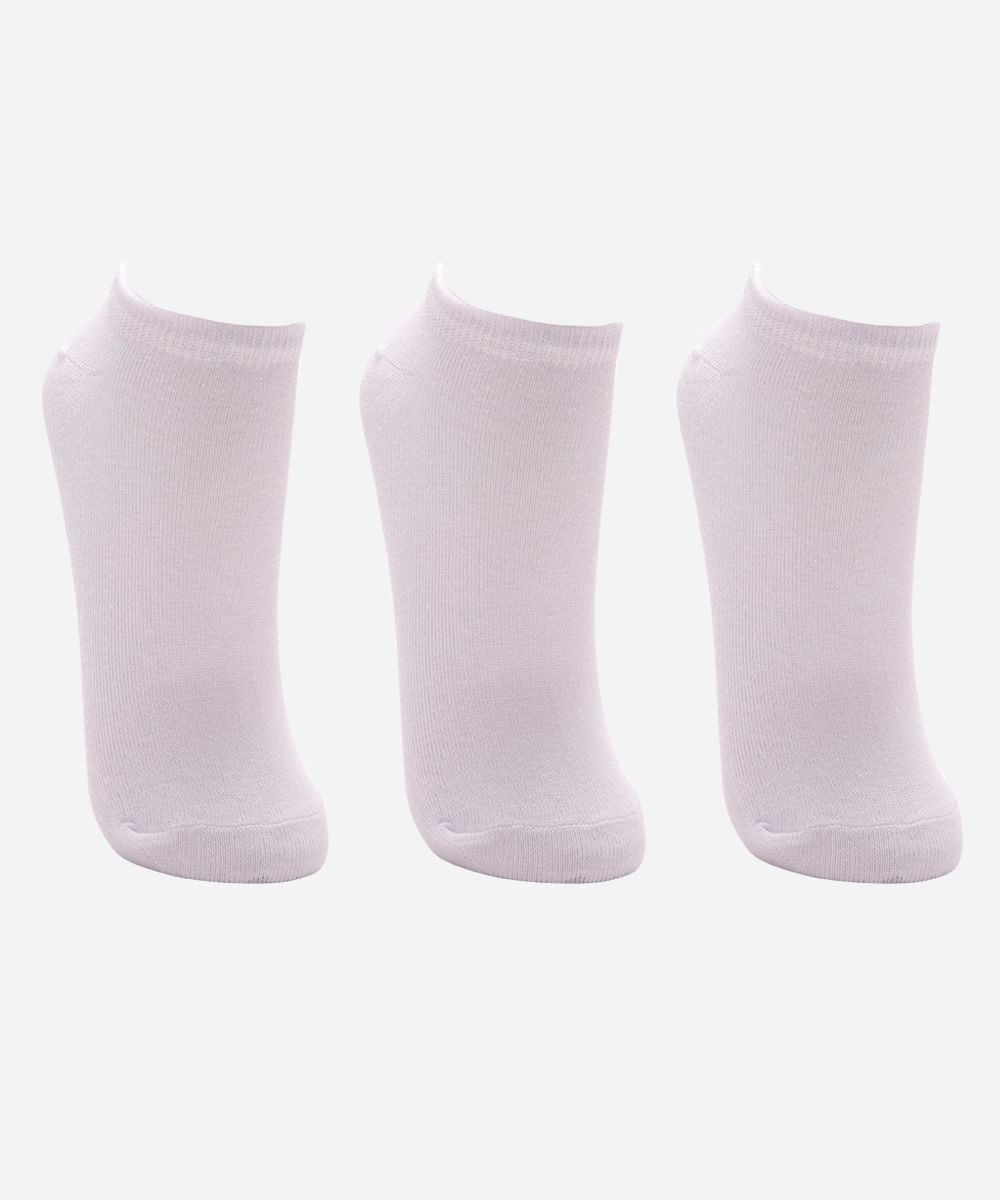kit de 3 meias cano baixo de algodão branco