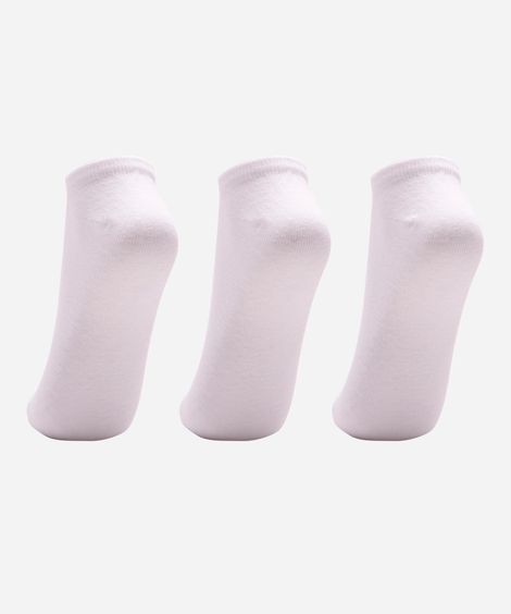 kit de 3 meias cano baixo de algodão branco
