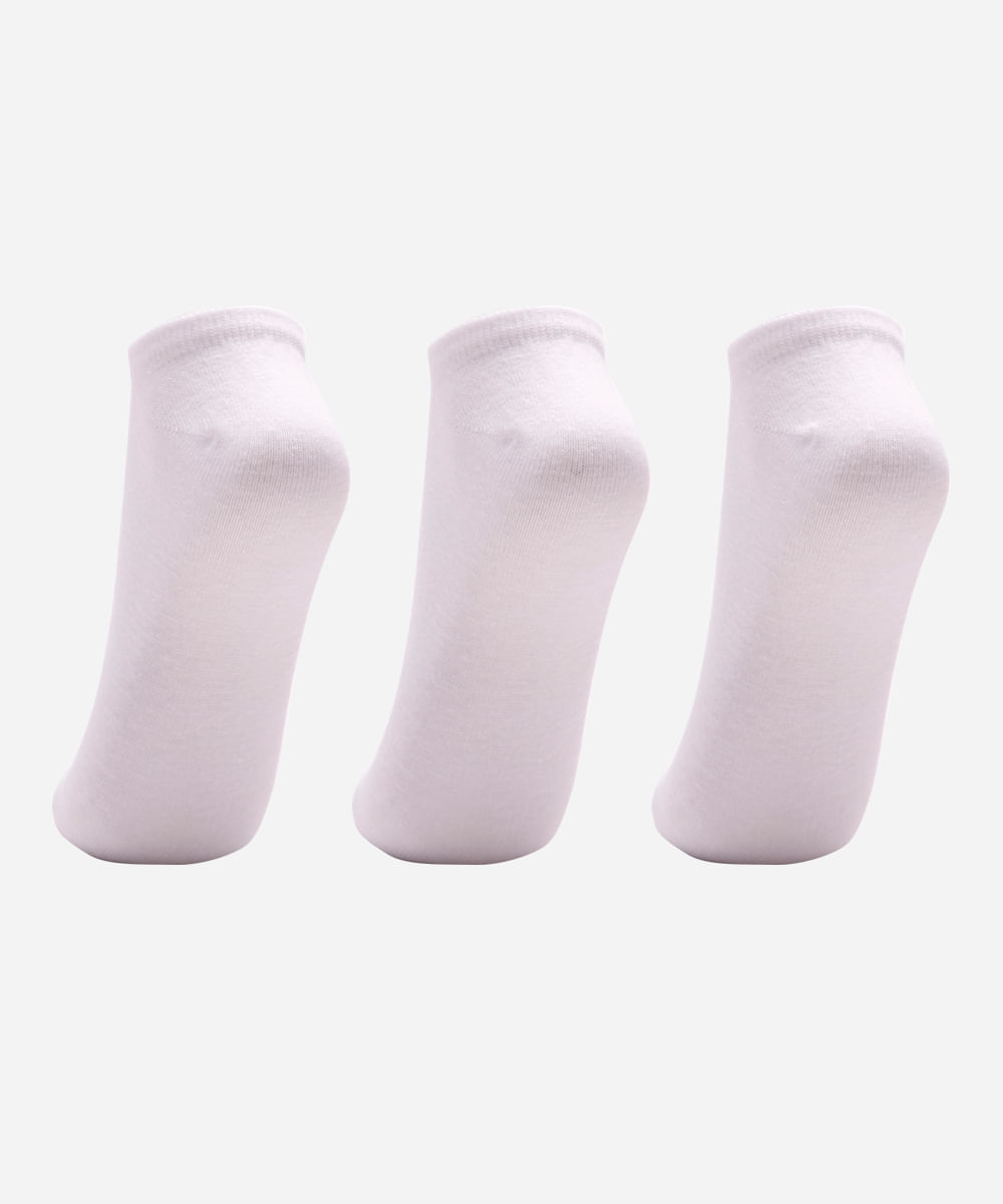 kit de 3 meias cano baixo de algodão branco
