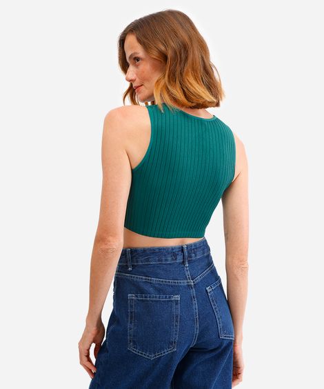 cropped básico feminino canelado verde