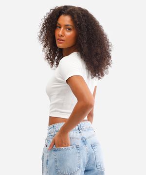 cropped básico feminino de poliamida canelado off white