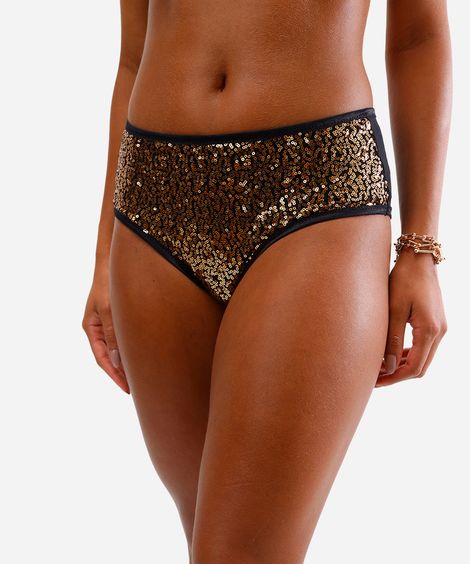 hot pant de paetê dourada