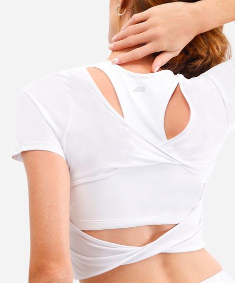 blusa feminina esportiva com recorte branca