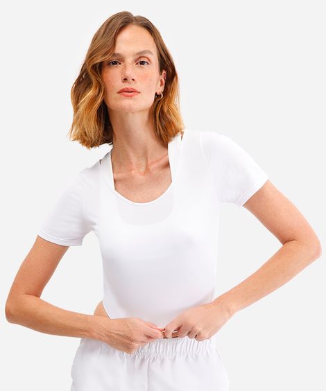 blusa feminina esportiva com recorte branca