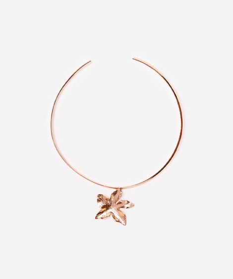 colar chocker floral dourado