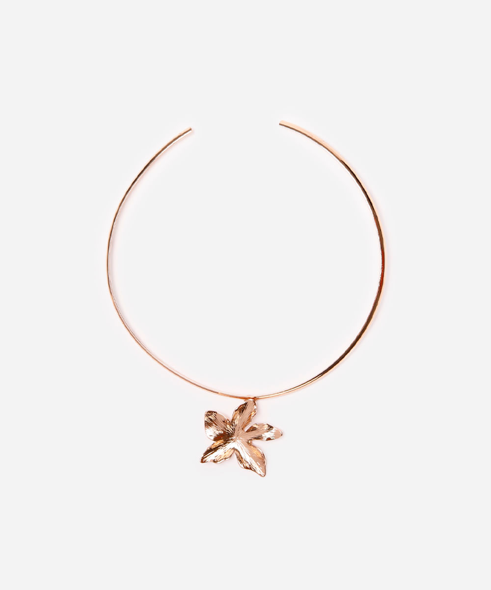 colar chocker floral dourado