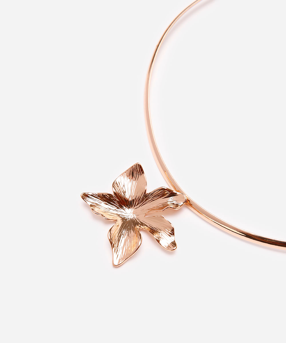 colar chocker floral dourado