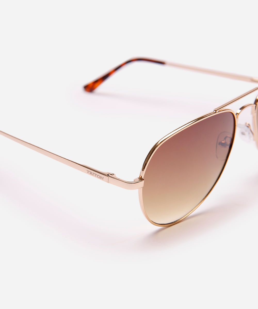 óculos de sol aviador triton dourado