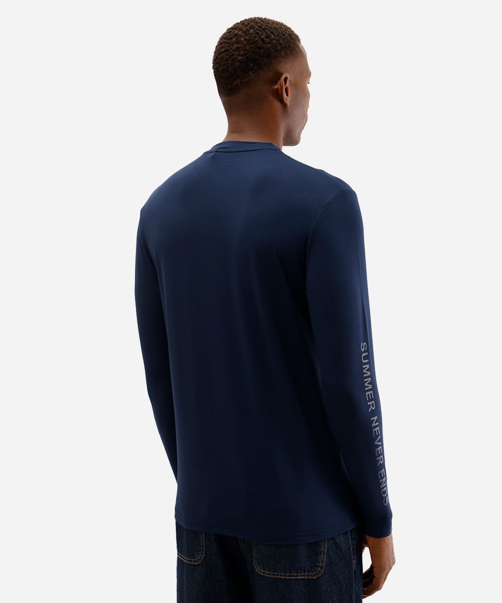 camiseta masculina com proteção uv manga longa azul