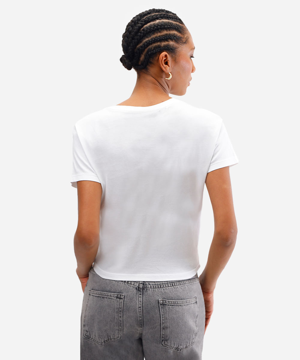 cropped feminino de algodão o rei leão metalizado off white