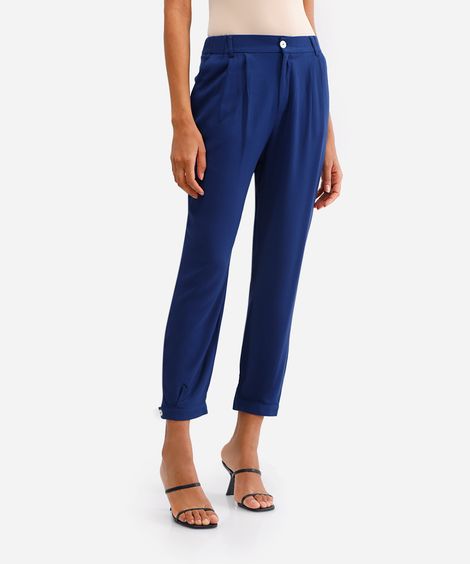 calça alfaiataria feminina de viscose azul