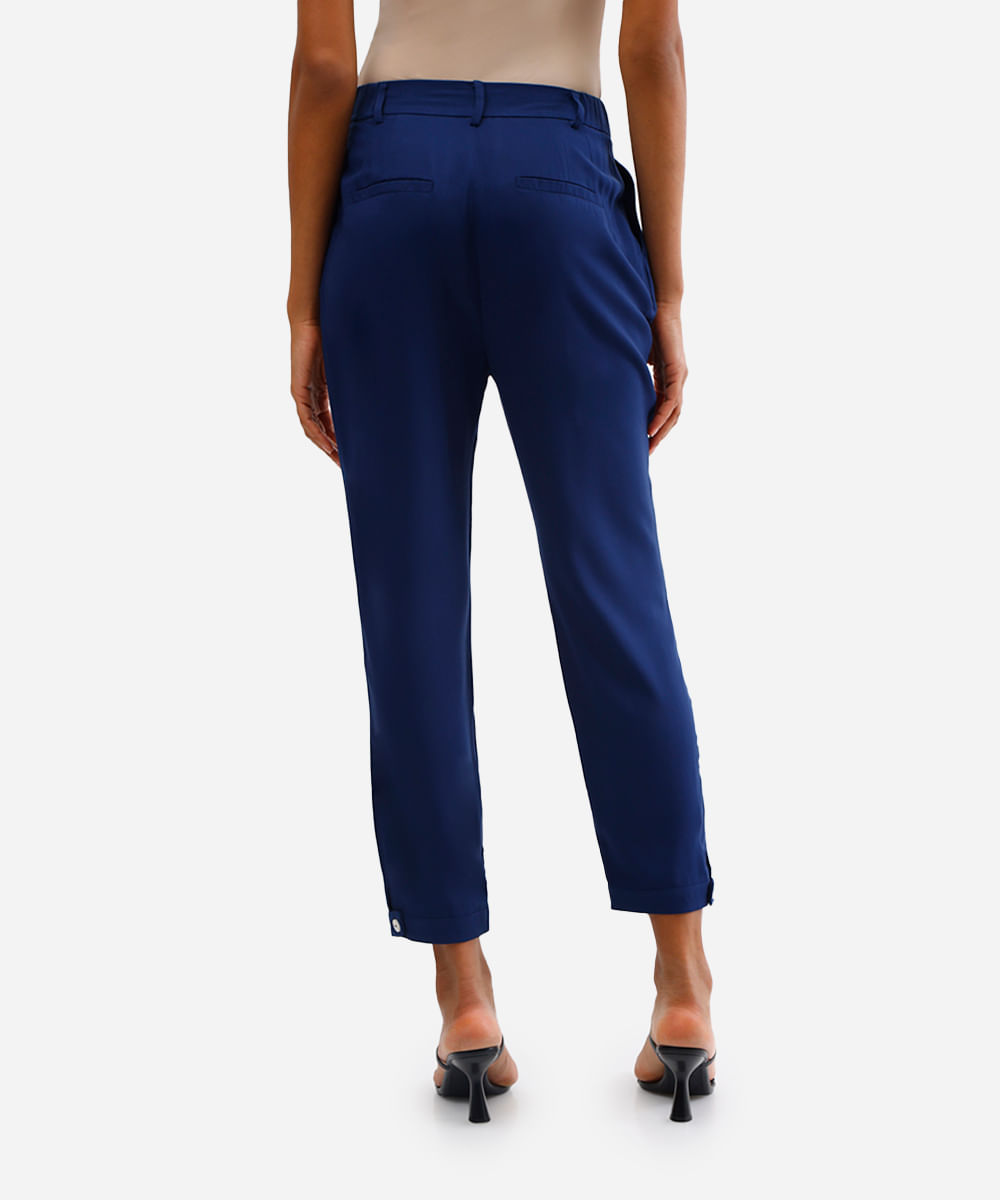 calça alfaiataria feminina de viscose azul