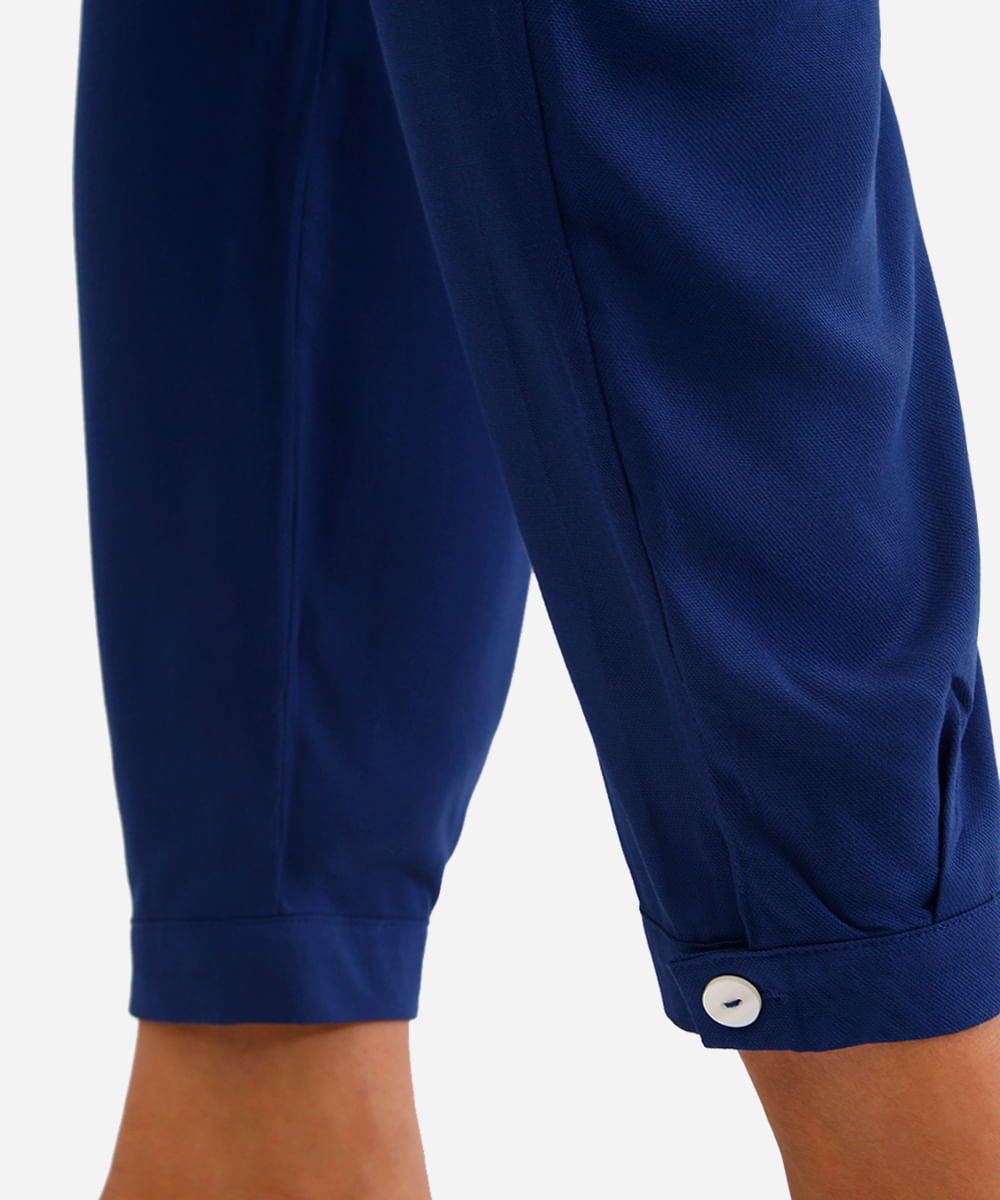 calça alfaiataria feminina de viscose azul