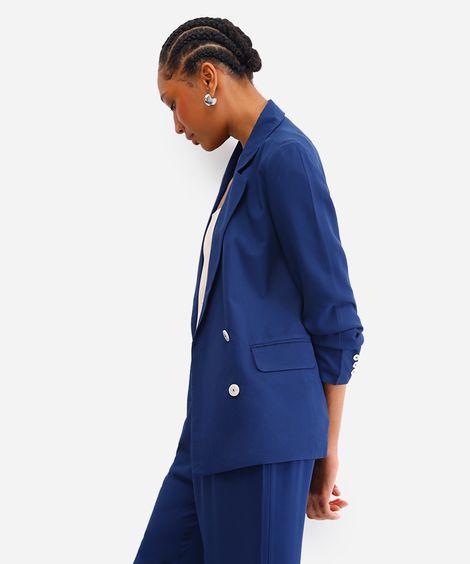 blazer alfaiataria feminino de viscose azul